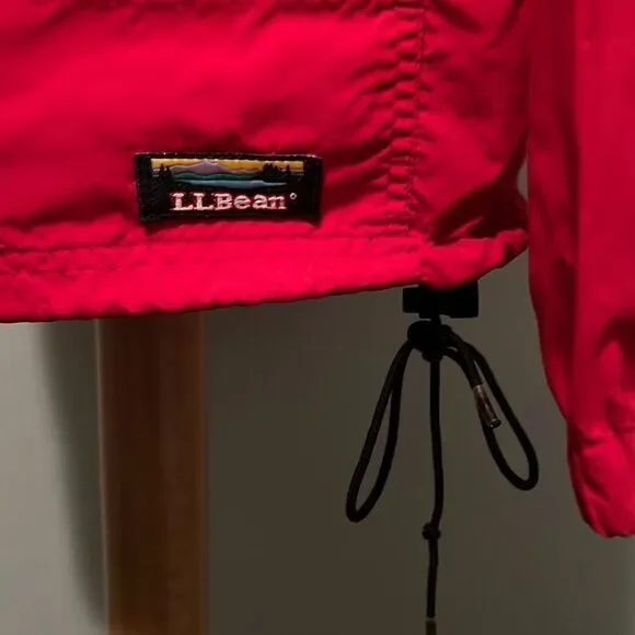 Vintage L.L. Bean Men's Red Anorak Retro Hooded Half Zip Windbreaker Medium - Picture 3 of 8